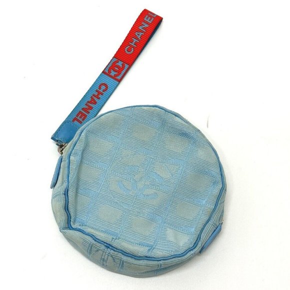 CHANEL Sports round With strap Pouch Nylon blue - Picture 1 of 13